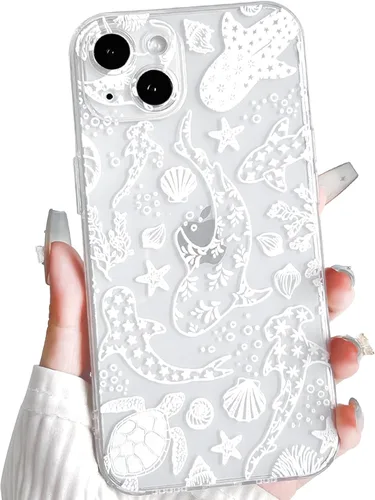 Vista 68 de NITITOP Funda para iPhone 13 Clear Sea Animal - Pez negro Pescado Negro