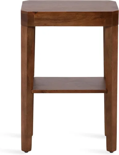 Vista 9 de Kate and Laurel Talcott - Mesa auxiliar rectangular moderna de madera, 16 x 10 x 25 pulgadas, color marrón nogal, mesa auxiliar decorativa