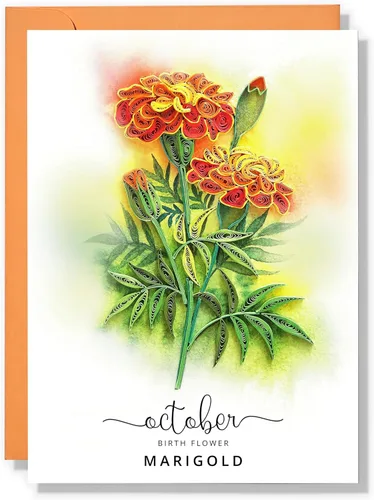 Vista 16 de Tarjeta de Flor de Nacimiento, Tarjeta Floral de Quilling Hecha a Mano para Cumpleaños, Aniversario, Flor de Mes de Nacimiento para Mamá, Mujeres
