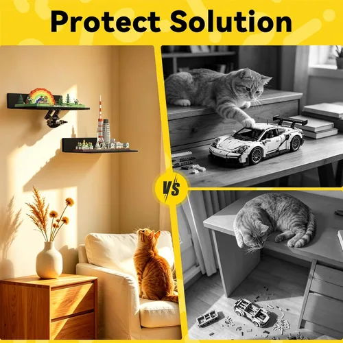Vista 7 de BlissBox - Juego de 4 estantes flotantes para pared compatibles con Negro