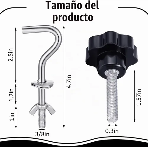 Vista 2 de Therwen Kit de 8 piezas de accesorios para hamaca de alta resistencia, gancho de rosca de repuesto, perilla de mano para columpio, patio, base