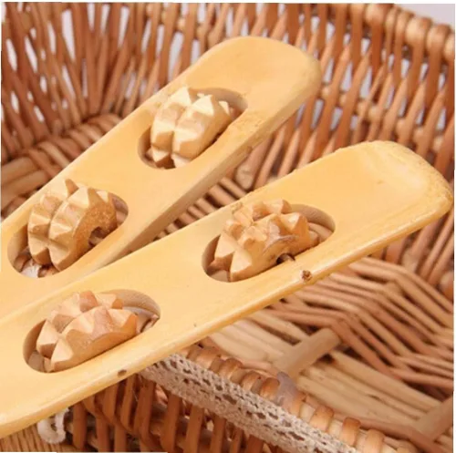 Vista 2 de Rascador de espalda de bambú para cuerpo de madera, masajeador manual de mango largo para cuello y hombro trasero