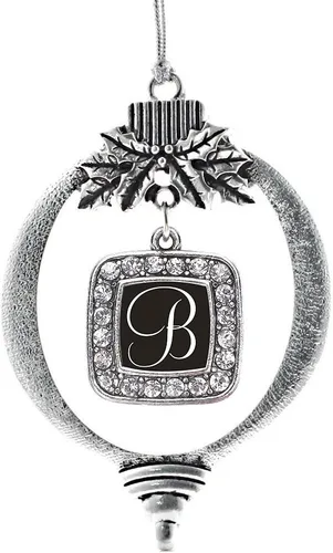 Vista 233 de Inspired Silver - Adorno con dije de reina de rodillo - Adornos navideños cuadrados de plata con joyas de circonita cúbica