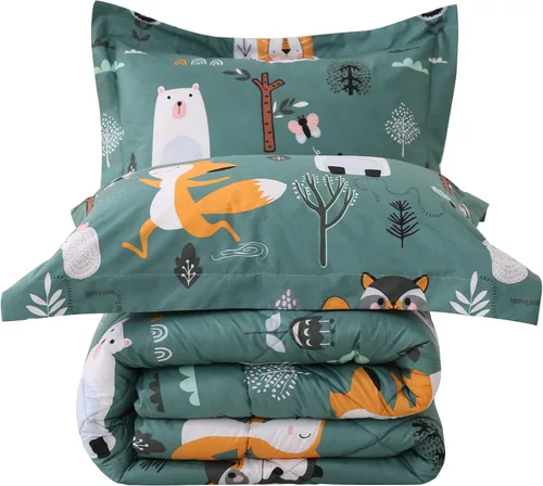 Vista 19 de JSD - Juego de edredón para niños con temática de playa, tamaño individual, diseño de conchas de medusas y estrellas de mar
