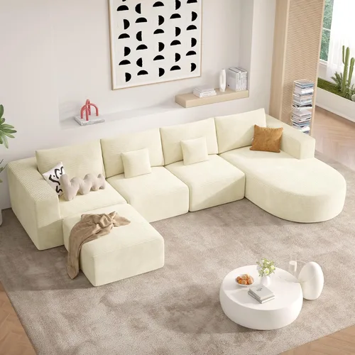 Vista 32 de Sofá cama modular, sofás de nube convertibles para sala de estar, 2 tumbonas de pana sin hueso, sofá cama de gran tamaño para dormitorio,