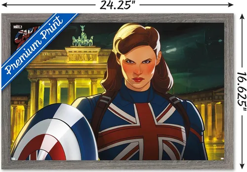 Vista 3 de Trends International Marvel: Year of The Shield - Póster de pared del Capitán Carter, 22.4 pulgadas de largo x 14.7 pulgadas, versión enmarcada