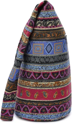 Vista 154 de Bolsa de hombro para mujer, de lona en estilo hippie/bohemio para llevar cruzada al hombro, disponible en diferentes colores y estampados