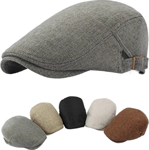 Vista 5 de Mujeres Hombres Simple Flat Cabbie Newsboy Ivy Hat Sun Beret Cap Duckbill Driving Hat color2 negro