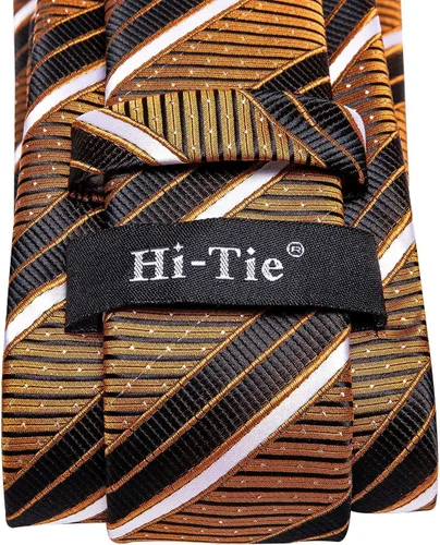 Vista 157 de Hi-Tie Corbatas de seda para hombre, diseño de cachemira a rayas, con bolsillo, gemelos cuadrados, conjunto formal de negocios