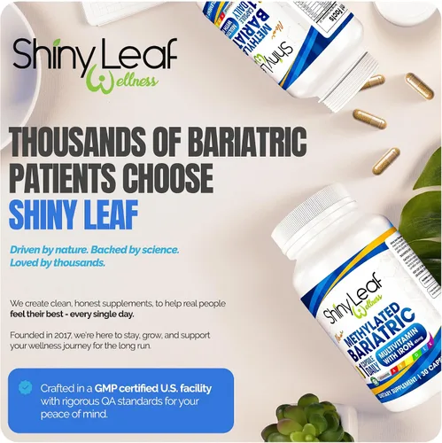 Vista 8 de Shiny Leaf Multivitamínico bariátrico metilado con hierro 45 mg – Cápsula una vez al día, vitaminas bariátricas compatibles con ASMBS para bypass