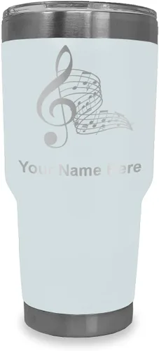 Vista 31 de LaserGram Vaso aislado al vacío de 20 onzas, notas musicales, grabado personalizado incluido (negro)