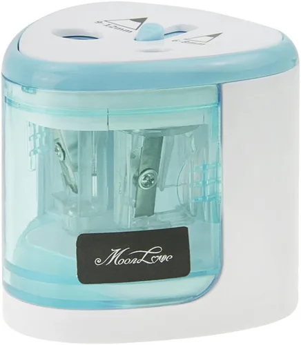 Vista 2 de Sacapuntas eléctrico a pilas, sacapuntas de lápices azules, cortador automático de lápices para niños, adultos, artistas, oficina, sacapuntas
