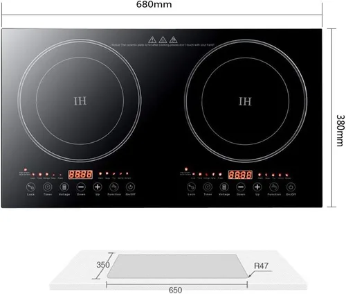 Vista 2 de Cocina de inducción digital, estufa eléctrica de doble quemador de 2400 W 110 V, quemador de encimera con patas, cocina de inducción Vitro cerámica