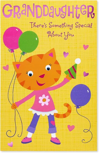 Vista 7 de American Greetings - Tarjeta de cumpleaños de gato para nieta (Te quiero mucho)