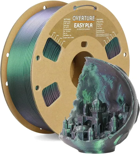 Vista 85 de OVERTURE - Filamento de ácido poliláctico (Easy PLA) para impresora 3D de 1.75 mm, bobina de cartón de 2.2 libras, precisión dimensional +/- 0.02