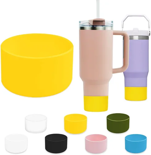 Vista 8 de Bota de silicona para vaso Stanley Quencher, cubierta protectora para la parte inferior de la botella de agua (negro)