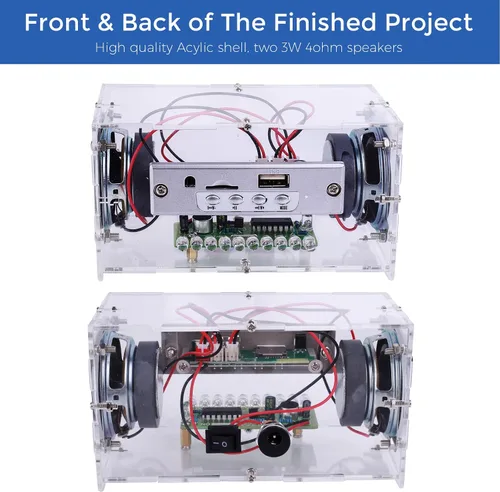Vista 7 de MiOYOOW Kit de altavoz Bluetooth DIY, mini amplificador estéreo USB, kit de soldadura con luces LED intermitentes, kit de práctica de soldadura