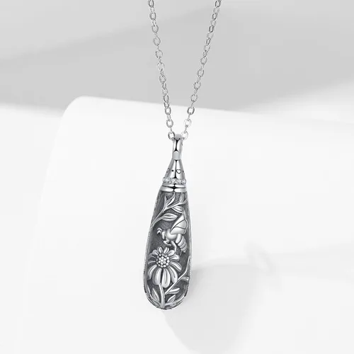Vista 142 de Collar con colgante de urna de cenizas de cremación y árbol de la vida para mujer, plata de ley US1
