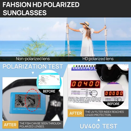 Vista 3 de MARE AZZURO Gafas de sol polarizadas de gran tamaño para mujeres y hombres, para conducir, pesca, deportes, protección UV400, para fiesta, playa, sol