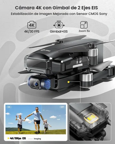 Vista 2 de Holy Stone HS600 - Drones con cámara para adultos con cardán de 2 ejes 4K EIS, ID remoto integrado, transmisión de rango de 6096 metros, dron