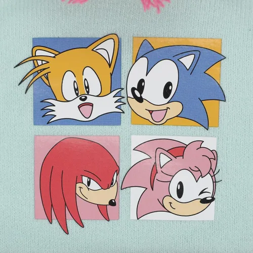 Vista 4 de Sonic The Hedgehog - Conjunto de gorro y guantes con puños para jóvenes color rosa y blanco, Multi colorido