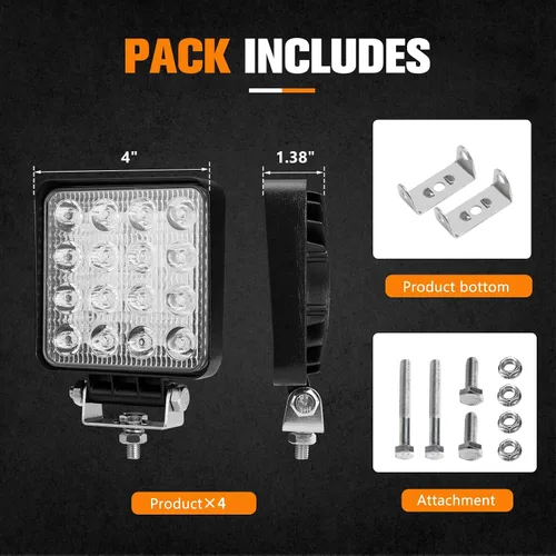 Vista 7 de Luz de trabajo LED 080, 4 luces de trabajo LED de 80 W de 10 cm.