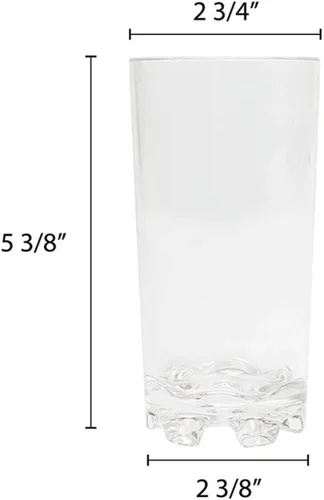Vista 5 de TrueCraftware - Vaso clásico de policarbonato de 12 onzas con base pesada con pies, color transparente - Vaso de vidrio alto transparente Highball