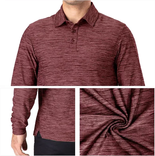 Vista 38 de NAVISKIN Camisas polo para hombre, de secado rápido, UPF 50, manga larga y corta, que absorben la humedad