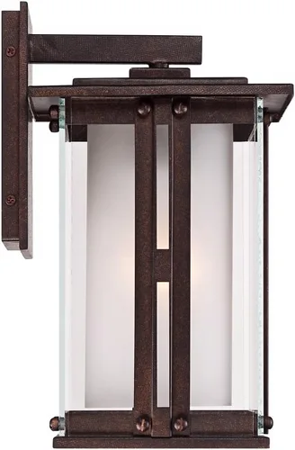 Vista 7 de Franklin Iron Works Fallbrook - Lámpara de pared rústica de acero bronce de 11 3/4 pulgadas, doble vidrio esmerilado transparente para exteriores