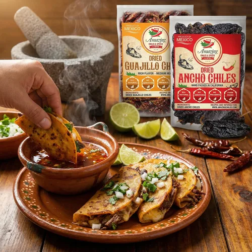 Vista 4 de Paquete variado de chiles secos 3x4oz Ancho Arbol Guajillo Chile Mexicano