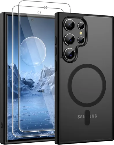 Vista 96 de Gritup Funda para Samsung Galaxy S23 con 2 protectores de pantalla (compatible con MagSafe) (protección de grado militar), delgada, translúcida Negro