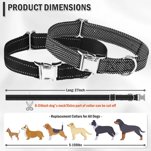 Vista 2 de Correa para collar de perro para entrenamiento, paquete de 2 correas reflectantes de repuesto para la mayoría de los collares antiladridos
