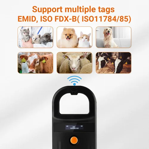 Vista 2 de Tera Lector de Microchip para Mascotas con Anillo D RFID Escáner de Identificación de Chips de Animales Portátil con Pantalla de Visualización OLED