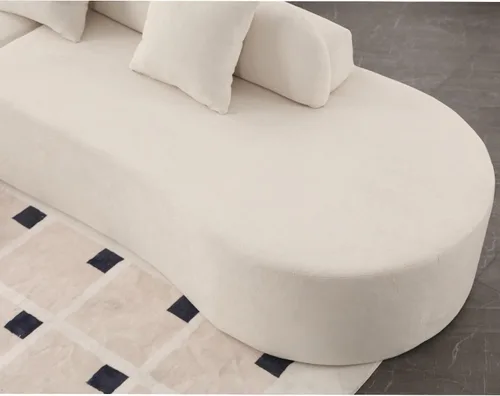 Vista 4 de Sofá curvo de 130.5 pulgadas para sala de estar, moderno sofá modular minimalista en nube, sofá de gran tamaño comprimido sin hueso de 3 plazas