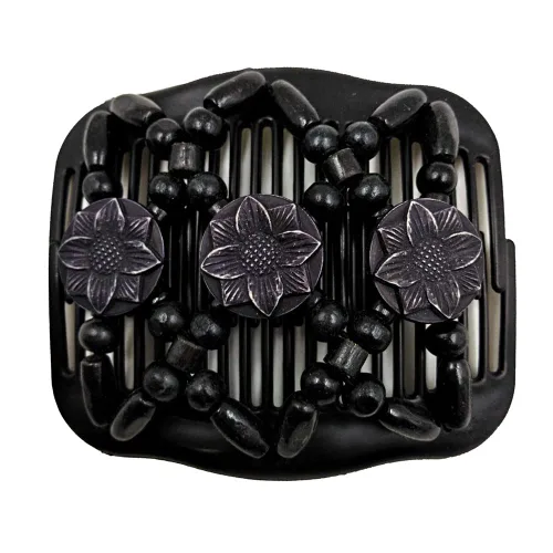 Vista 12 de LOVEF Peines mágicos para el cabello para mujer, con cuentas de madera, elásticos, de doble cara, clips para hacer moños, accesorios para el cabello