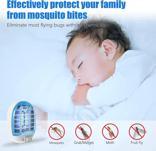 Vista 4 de Exterminador de insectos para interiores, trampa para moscas para interiores, mata mosquitos electrónico con luces azules para sala de estar, hogar