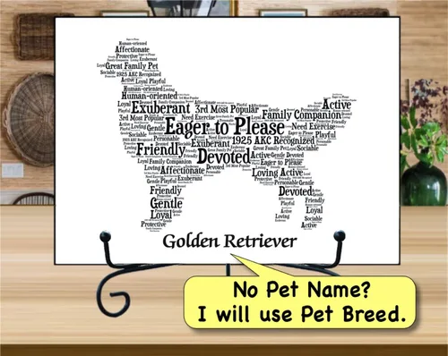Vista 3 de PetArt.us Golden Retriever – Impresión artística personalizada – Nombre de mascota personalizado, regalo para los amantes de los perros o recuerdo