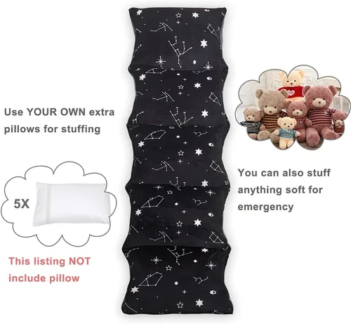Vista 2 de Funda para cojín de tumbona para niño o niña, sin cojín, de felpa suave tipo minky, con estampado de constelación en negro, ¡solo funda/funda!