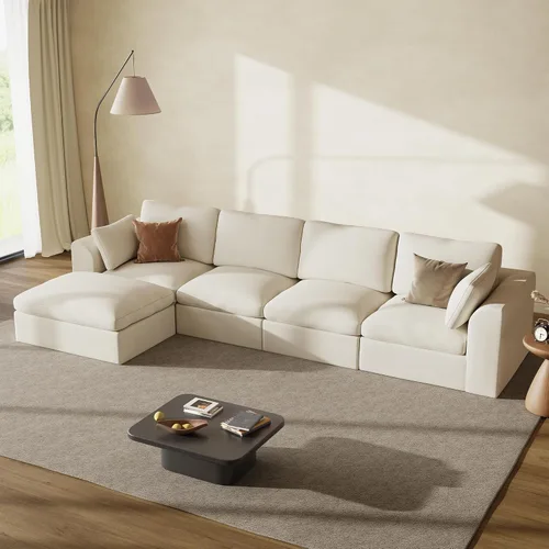 Vista 11 de Sofás seccionales Cloud de 110 pulgadas para sala de estar, sofá convertible sin hueso en forma de L con otomana, juego de sofá modular de gran