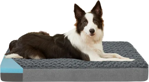 Vista 14 de Cama refrescante para perros grandes, cama ortopédica de espuma viscoelástica para mascotas con funda extraíble lavable, ideal para perros Rosa