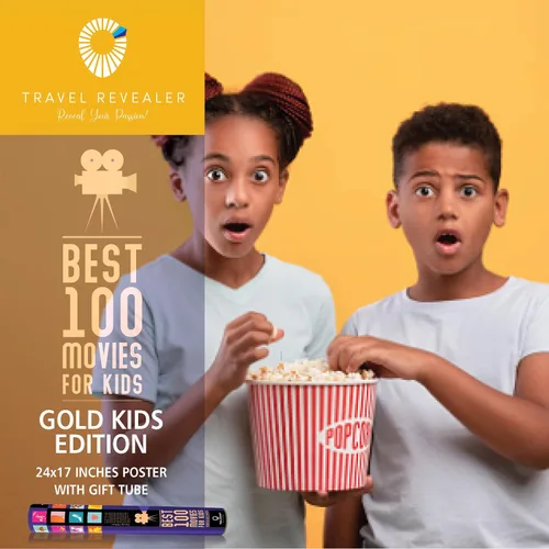 Vista 5 de Travel Revealer Póster para raspar 100 películas para niños. Lista de mejores películas familiares de todos los tiempos. Póster de película
