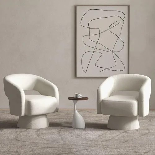 Vista 6 de Bonzy Home Silla Giratoria de Barril, Sillón de Acento de Terciopelo Silla Club Giratoria de 360 Grados para Sala de Estar Dormitorio Sala de Beige