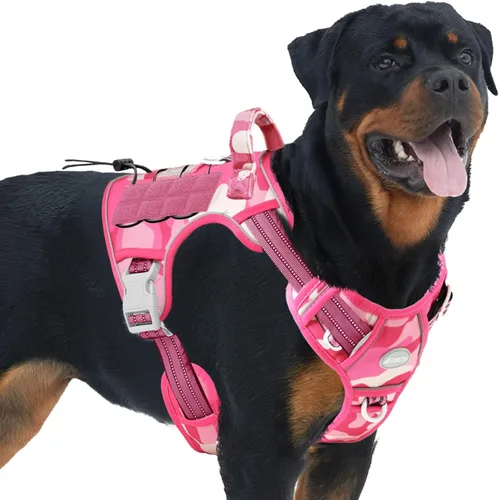 Vista 29 de Auroth - Arnés táctico para perros pequeños y medianos, sin tirones, arnés ajustable para mascotas, reflectante, K9, entrenamiento, trabajo