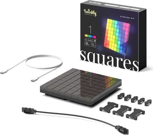 Vista 2 de Panel Maestro Cuadros Twinkly, Panel LED RGB, Incluye 1 Panel Principal y Fuente de Alimentación USB-C, Compatible con HomeKit, Alexa y Google Home