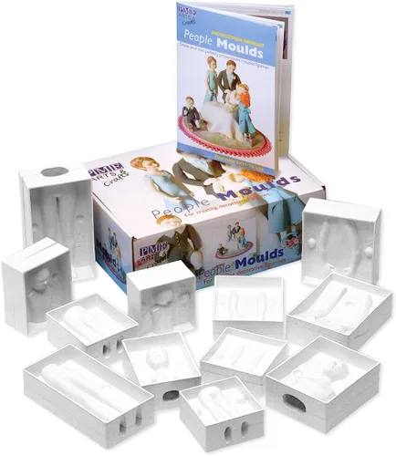 Vista 2 de PME Molde de personas para decoración de pasteles, juego de 4, estándar, color blanco
