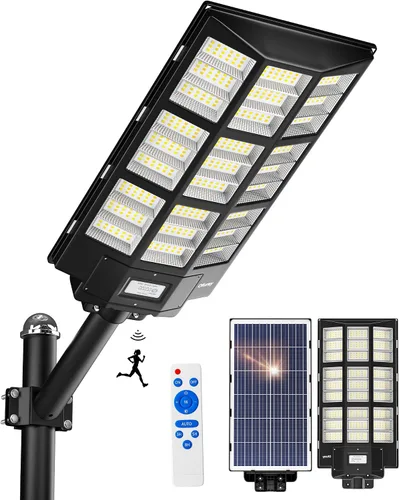 Vista 15 de Ofuray Of-800W Luces solares de calle para exteriores, 80000 lm, luces solares de seguridad de inundación, luces de estacionamiento, del atardecer