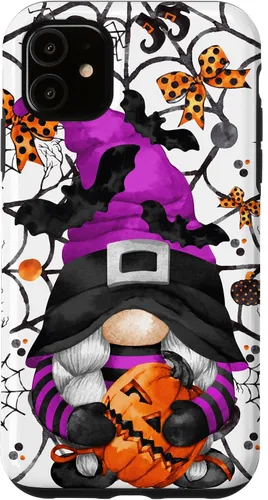 Vista 8 de iPhone 16 Lindo gnomo de Halloween para mujeres y bruja púrpura Witchy Boo Case