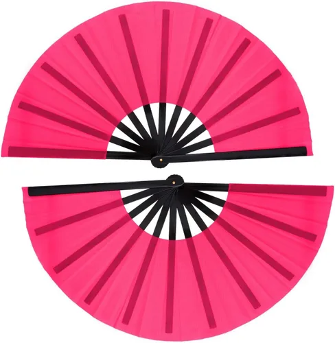 Vista 13 de Nydotd Paquete de 2 ventiladores plegables de mano para fanáticos rave, tela de nailon plegable para hombres y mujeres, línea de actuación, danza