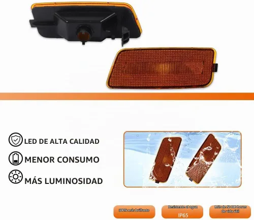 Vista 2 de ADIIL - Kit de luces laterales ámbar compatibles con VW MK6 GTI 2010-2014 Lente ámbar sin bombilla