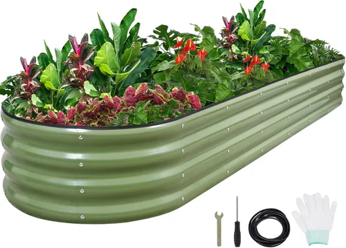 Vista 20 de 1MORE Cama de jardín elevada galvanizada: jardineras para exteriores, camas elevadas para jardinería, kit de cama de jardín de metal de 4 x 2 x 1
